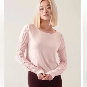 Athleta All Around Ruched Top Light Pink Long Sleeve Womens‎ 3X NWT Modal Blend